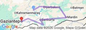5 Day Mesopotamian Discovery Tour - Adiyaman, Mt. Nemrut, Diyarbakir, Mardin, Gobeklitepe, Sanliurfa, Harran, Halfeti, Zeugma & Gaziantep Map