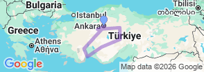 9-Day Anatolian Legacy Tour: From Ankara to Cappadocia, Hattusa & Antalya Map