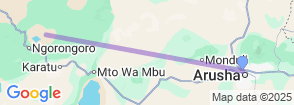 Full-Day Trip to Ngorongoro Crater Map
