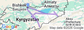 8 days 7 night, Issyk Kul, Sary Jaz, Altyn Arashan, Oguz Bashi, Son Kul Map