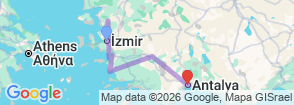 8 Day Aegean & Mediterranean Wonders: From Izmir to Antalya Map