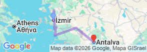8 Day Aegean & Mediterranean Wonders: From Izmir to Antalya Map