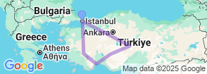 9 Day Turkey Highlights Tour : Istanbul, Cappadocia, Konya, Antalya & Pamukkale Map