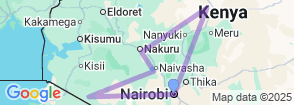 Authentic Kenya Safari Featuring Samburu, Nakuru, Naivasha and Masai Mara Map