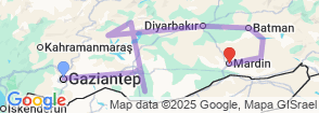 6-Day Mesopotamia Heritage Tour: Gaziantep, Sanliurfa, Nemrut, Mardin & Diyarbakir Map