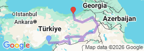 14 Day Grand Eastern Turkey Tour: From Adana to the Black Sea Map