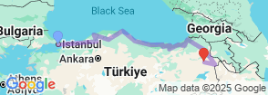 Black Sea Turkey 15 Day Tour Map