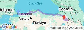 Black Sea Turkey 15 Day Tour Map