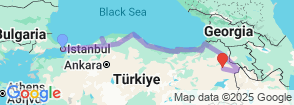 Turkey travel agency  Black Sea Turkey 12 Days Tour Map