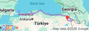 Turkey travel agency Black Sea Turkey 12 Days Tour Map