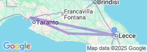 Taranto & Manduria Wine Experience from Lecce Map