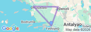 2 Day Ephesus and Pamukkale Tour from Dalyan – Ancient Wonders & Natural Marvels Map