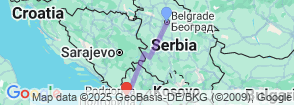 Serbia to Montenegro Map