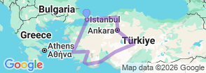 19 Day Grand Turkey Discovery Tour – Istanbul, Cappadocia, Ephesus, Pamukkale & Beyond Map