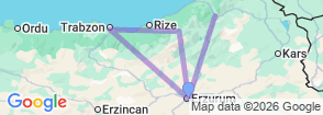 5 Days Erzurum & Black Sea Tour Map