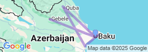 7-Day Luxury and Adventure Tour: Baku, Shahdag, and Gabala Map