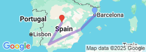 9 Day Spain Tour to Madrid, Barcelona & Seville Map