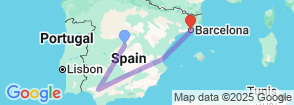 Spanish Experience 9 Day Spain Tour to Madrid, Seville & Barcelona Map