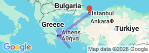 8 Day Greece & Turkey Highlights Tour: Athens, Santorini & Istanbul Package Map