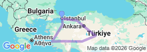 8 Days Turkey Highlights Tour: Istanbul, Bolu, Cappadocia, Pamukkale, Ephesus, Kusadasi, Bursa Map