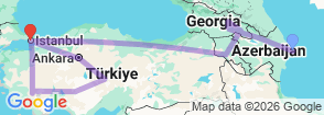 19 Day Tour to Azerbaijan, Georgia, Armenia & Turkey Map