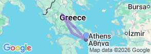 2 Days Delphi & Meteora Tour from Athens Map