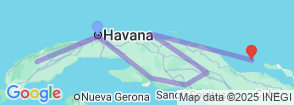 8 Days Cuba Deluxe Tour Map