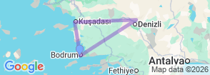 2 Days Ephesus & Pamukkale Tour from Bodrum Map