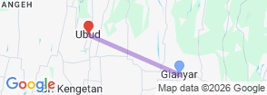 Ubud Arts & Crafts Tour with Celuk Silver Village & Mas Woodcarving Map