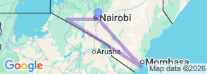 8 Days Masai Mara and Diani flying package Map
