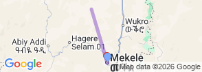 A Day trip to Abune Yemata Church from Mekelle Map